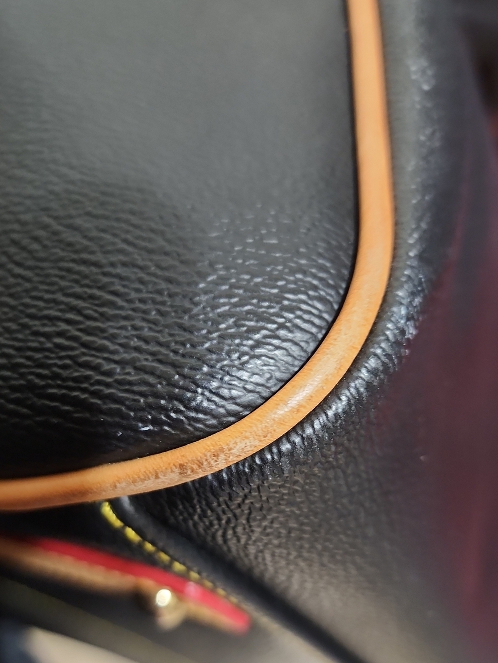 Dooney & Bourke Black Pebbled Leather Olivia Satchel Tan Handles - Picture 8 of 11